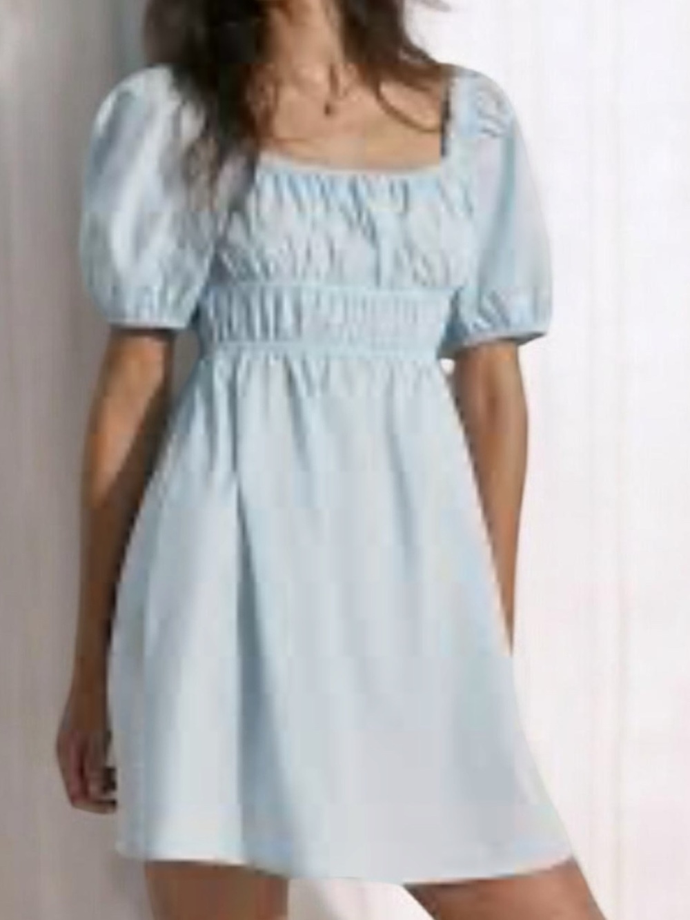 H&M Light Blue Puff Sleeve Mini Dress